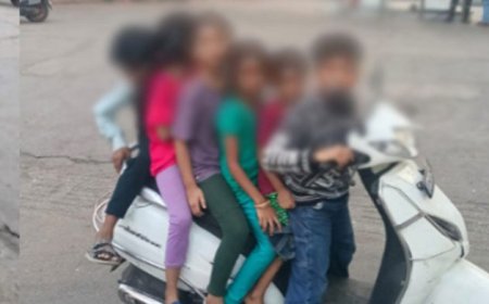 ಪಾದರಾಯನಪುರ - ಒಂದೇ ಸ್ಕೂಟರ್‌ನಲ್ಲಿ 6 ಮಂದಿ ಮಕ್ಕಳು ಸವಾರಿ..!